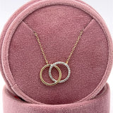 10K Yellow Gold .10 Carat Total Weight Diamond Interlocking Circles Necklace