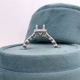 14K White Gold 1/6 Carat Total Weight Diamond 7x5 Oval Semi Mount Bridal Engagement Ring