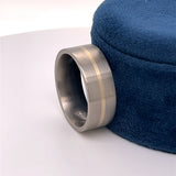 Men's 14K Yellow Gold and Titanium with Satin Finish 8mm Wedding Band Size 9.25