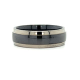 Men’s Titanium Grey and Black Polished Wedding Band – 8mm (Size 12.5)