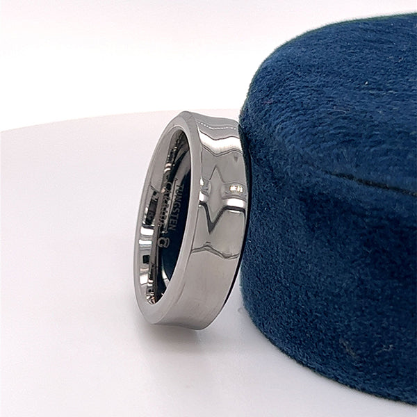 Men's Tungsten Concave 7mm Wedding Band Size 10