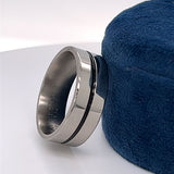 Men's 8mm Polished Titanium Wedding Band with Black Inlay Size 10.5