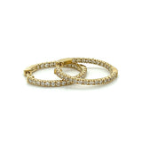 14K Yellow Gold 23mm .97 Carat Total Weight Diamond  Inside Outside Hoop Earrings