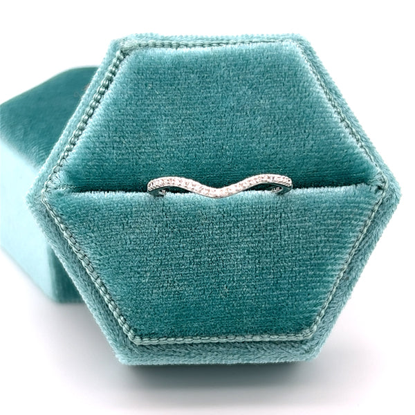 "Kent" 10K White Gold Curved 0.05 Carat Total Weight Diamond Band