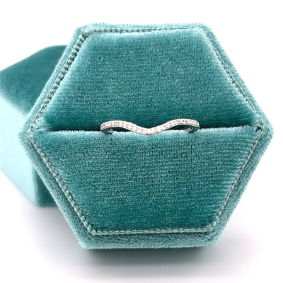 "Kent" 10K White Gold Curved 0.05 Carat Total Weight Diamond Band