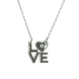 Sterling Silver Cubic Zirconia “Love” Necklace