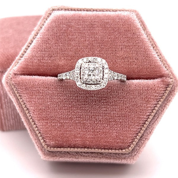 Wylder 14K White Gold H-I VS1-VS2 5/8 Carat Total Weight Diamond with .30CT Center Halo Engagement Ring WTT Estate