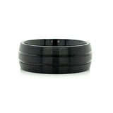 Black Plated Cobalt 9mm Band with 2 Grooves Size 11.5
