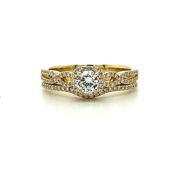 14K Yellow Gold .59 Carat Total Weight Brilliant Round Diamond Engagement Ring Set WJS Custom Set Collection