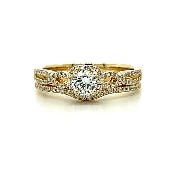 14K Yellow Gold .59 Carat Total Weight Brilliant Round Diamond Engagement Ring Set WJS Custom Set Collection