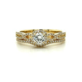 14K Yellow Gold .59 Carat Total Weight Brilliant Round Diamond Engagement Ring Set WJS Custom Set Collection