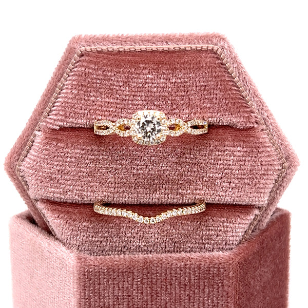 14K Yellow Gold .59 Carat Total Weight Brilliant Round Diamond Engagement Ring Set WJS Custom Set Collection