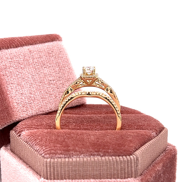 14K Yellow Gold .59 Carat Total Weight Brilliant Round Diamond Engagement Ring Set WJS Custom Set Collection