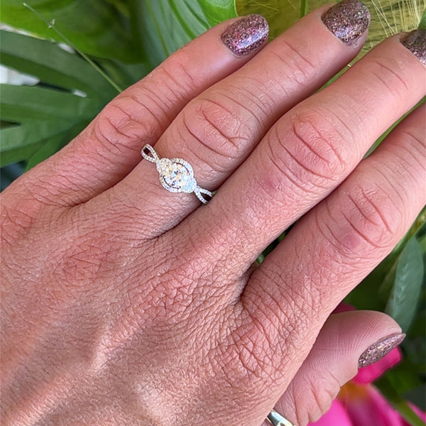 14K White Gold .76 Carat Total Weight Brilliant Round (69), .50CT Center (I-J VS2-SI1), Diamond Engagement Ring WJS Custom Set Collection. 5.14x5.17x3.12mm.