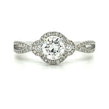 14K White Gold .76 Carat Total Weight Brilliant Round (69), .50CT Center (I-J VS2-SI1), Diamond Engagement Ring WJS Custom Set Collection. 5.14x5.17x3.12mm.