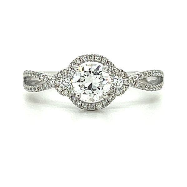 14K White Gold .76 Carat Total Weight Brilliant Round (69), .50CT Center (I-J VS2-SI1), Diamond Engagement Ring WJS Custom Set Collection. 5.14x5.17x3.12mm.