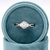 14K White Gold .76 Carat Total Weight Brilliant Round (69), .50CT Center (I-J VS2-SI1), Diamond Engagement Ring WJS Custom Set Collection. 5.14x5.17x3.12mm.