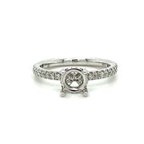 14K White Gold 6.5mm Round Center .25 Carat Total Weight (40) Diamond Petite Hidden Halo Semi Mount Ring