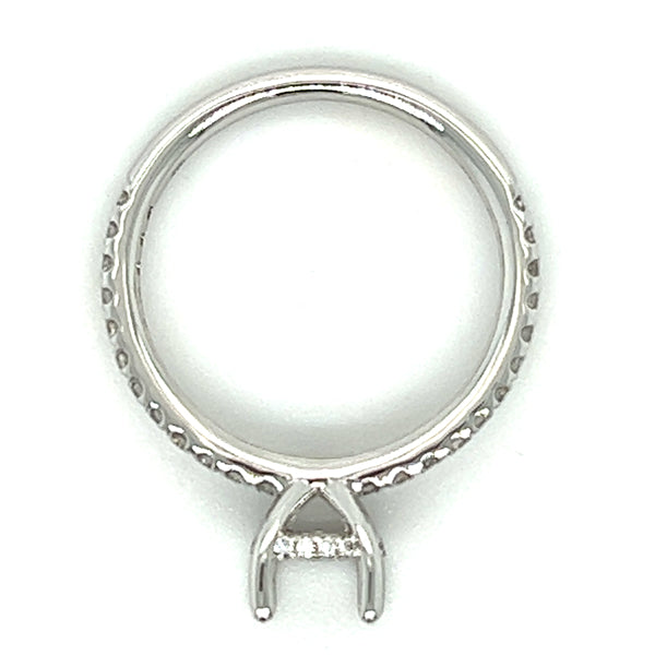 14K White Gold 6.5mm Round Center .25 Carat Total Weight (40) Diamond Petite Hidden Halo Semi Mount Ring
