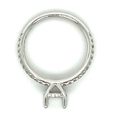 14K White Gold 6.5mm Round Center .25 Carat Total Weight (40) Diamond Petite Hidden Halo Semi Mount Ring