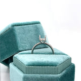 14K White Gold 6.5mm Round Center .25 Carat Total Weight (40) Diamond Petite Hidden Halo Semi Mount Ring
