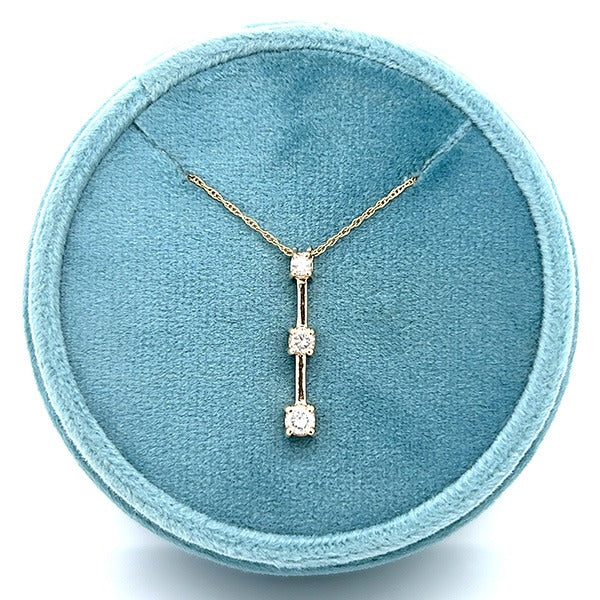 "Milana" 10KY 1/3CT 3 Stone Diamond Pendant 18" Estate BT623