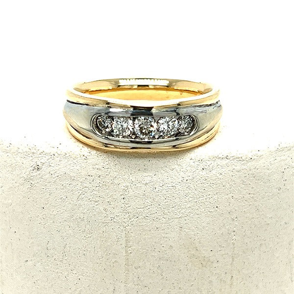 Sullivan Men's 14K Two Tone White and Yellow Gold 1/2 Carat Total Weight Diamond Channel-Set Ring Estate