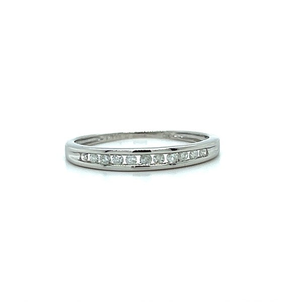 "Lowell" 10K White Gold .10 Carat Total Weight Diamond Channel-Set Wedding Band Estate