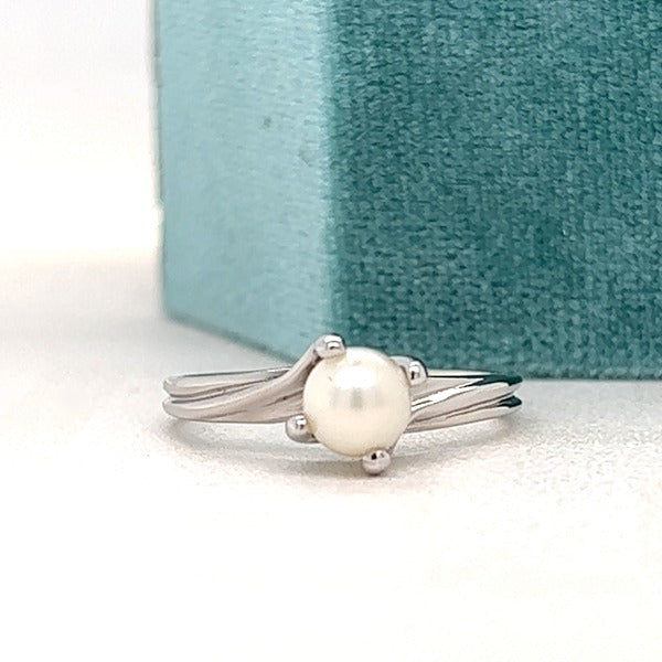 "Connor" 10K White Gold Pearl Ring Estate