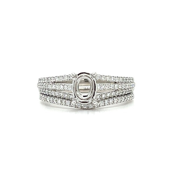 "Celine" 14K White Gold 3/8 Carat Total Weight Diamond Engagement Wedding Set Semi Mount Estate OTT