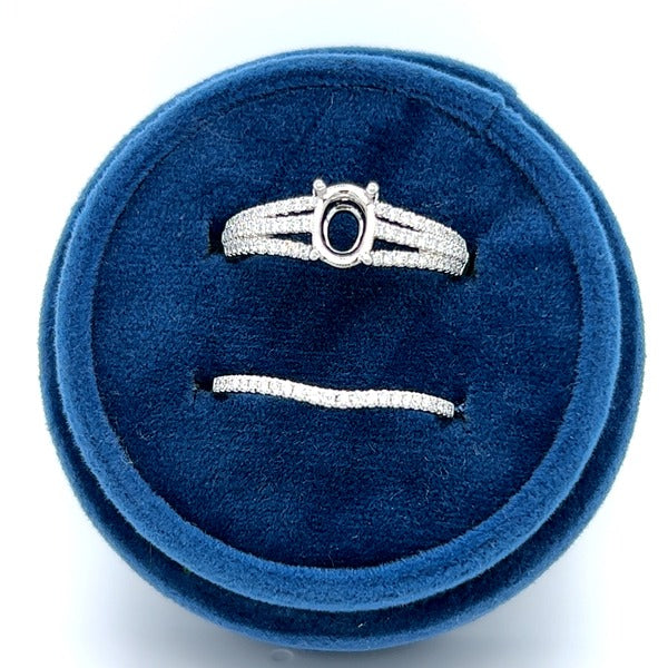 "Celine" 14K White Gold 3/8 Carat Total Weight Diamond Engagement Wedding Set Semi Mount Estate OTT
