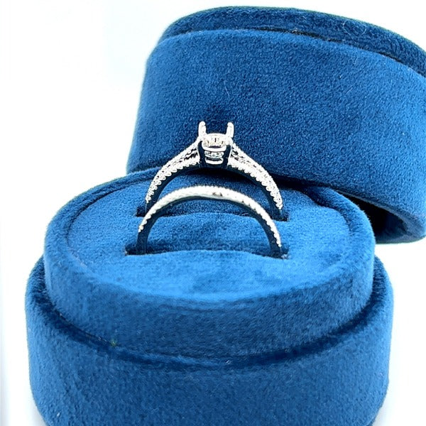 "Celine" 14K White Gold 3/8 Carat Total Weight Diamond Engagement Wedding Set Semi Mount Estate OTT