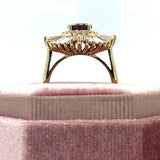 "Ethelee" 14K Yellow Gold (1) 1.66CT Magenta Sapphire with 1.48CTW Baguette Diamonds and Round .17CTW Diamond Ballerina Inspired Custom Wright's Jewelry Signature Design by Jennifer Beatty