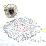 "Ethelee" 14K Yellow Gold (1) 1.66CT Magenta Sapphire with 1.48CTW Baguette Diamonds and Round .17CTW Diamond Ballerina Inspired Custom Wright's Jewelry Signature Design by Jennifer Beatty