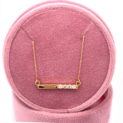14K Yellow Gold 0.15 Carat Total Weight Diamond Bar 4 Stone Pendant