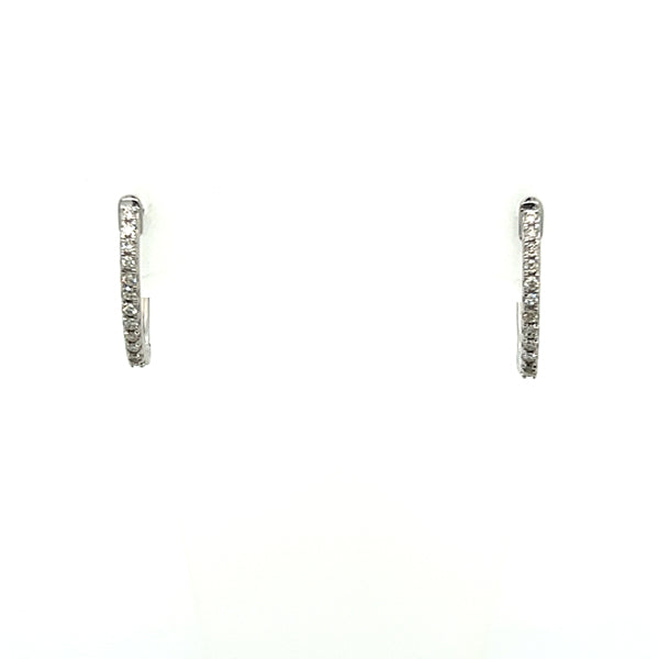 10K White Gold 1/10 Carat Total Weight Diamond Hoop Earrings