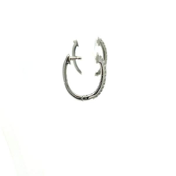 10K White Gold 1/10 Carat Total Weight Diamond Hoop Earrings