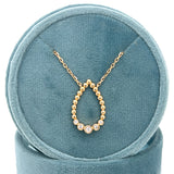 14K Yellow Gold 1/8  Carat Total Weight Diamond Open Teardrop Necklace