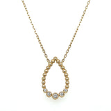 14K Yellow Gold 1/8  Carat Total Weight Diamond Open Teardrop Necklace