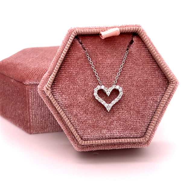 14K White Gold 1/4 Carat Total Weight Diamond Heart Pendant