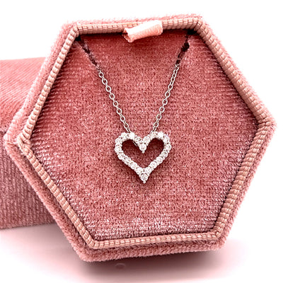 14K White Gold 1/4 Carat Total Weight Diamond Heart Pendant