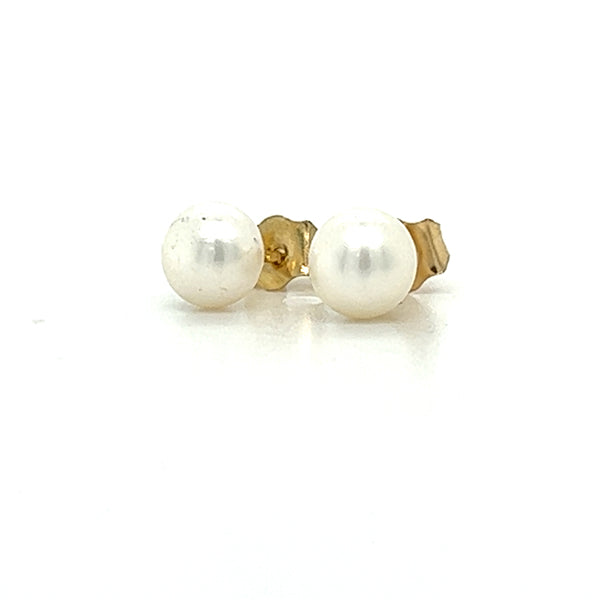 14K Yellow Gold 5mm Pearl Earrings