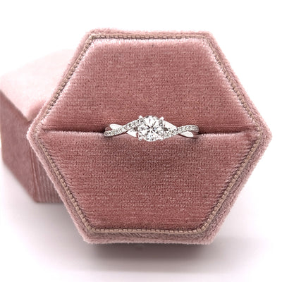 14K White Gold .38 Carat Total Weight Diamond with .25 Carat Total Weight Diamond Enhanced Setting and .13 Carat Total Weight Diamond Accents Bridal Engagement Ring