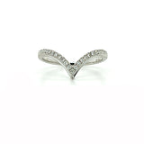 10K White Gold 0.11CTW Diamond Chevron Contour Wedding Anniversary Band or Thumb Ring