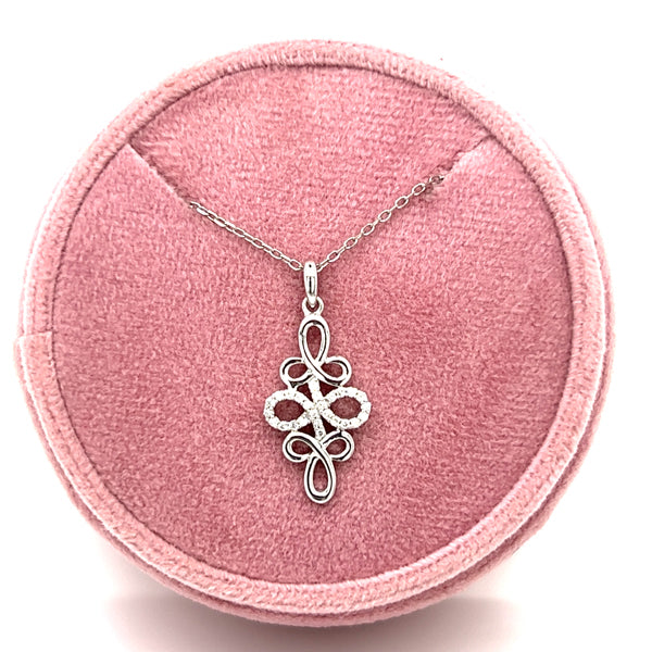 10K White Gold 0.10 Carat Total Weight Diamond Infinity Pendant