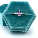 10K Yellow Gold 5X7mm Oval Amethyst Stackable/Minimalist Ring