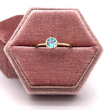 10KY 5mm Bezel Set Round Blue Topaz Stackable/Minimalist Ring