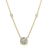 14K Yellow Gold .84 Carat Total Weight Diamond Station Pendant with 8 Accent Diamonds