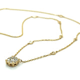 14K Yellow Gold .84 Carat Total Weight Diamond Station Pendant with 8 Accent Diamonds