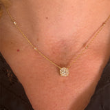 14K Yellow Gold .84 Carat Total Weight Diamond Station Pendant with 8 Accent Diamonds